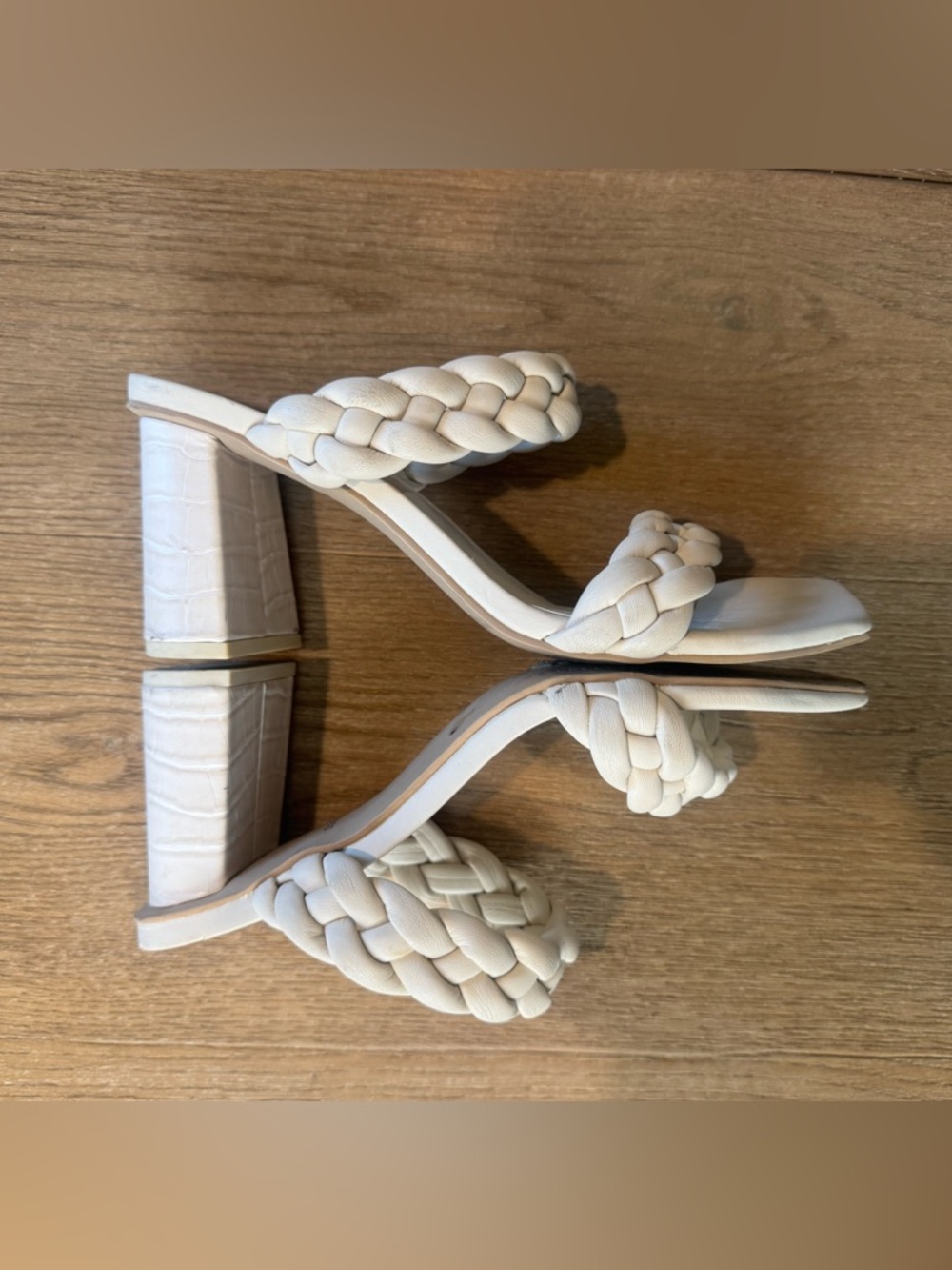 Dolce Vita Braided Double-Strap Block Heel Sandals in Ivory